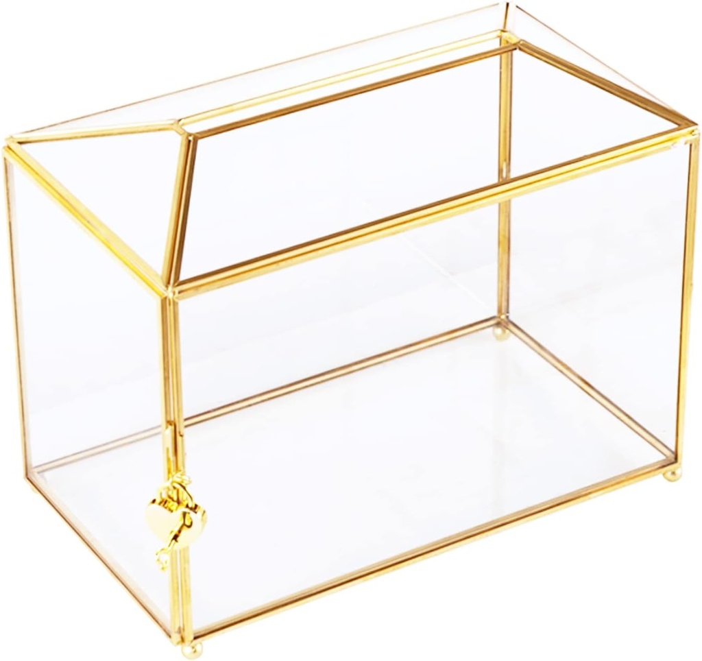 Wedding Card Box - Gold with Lock