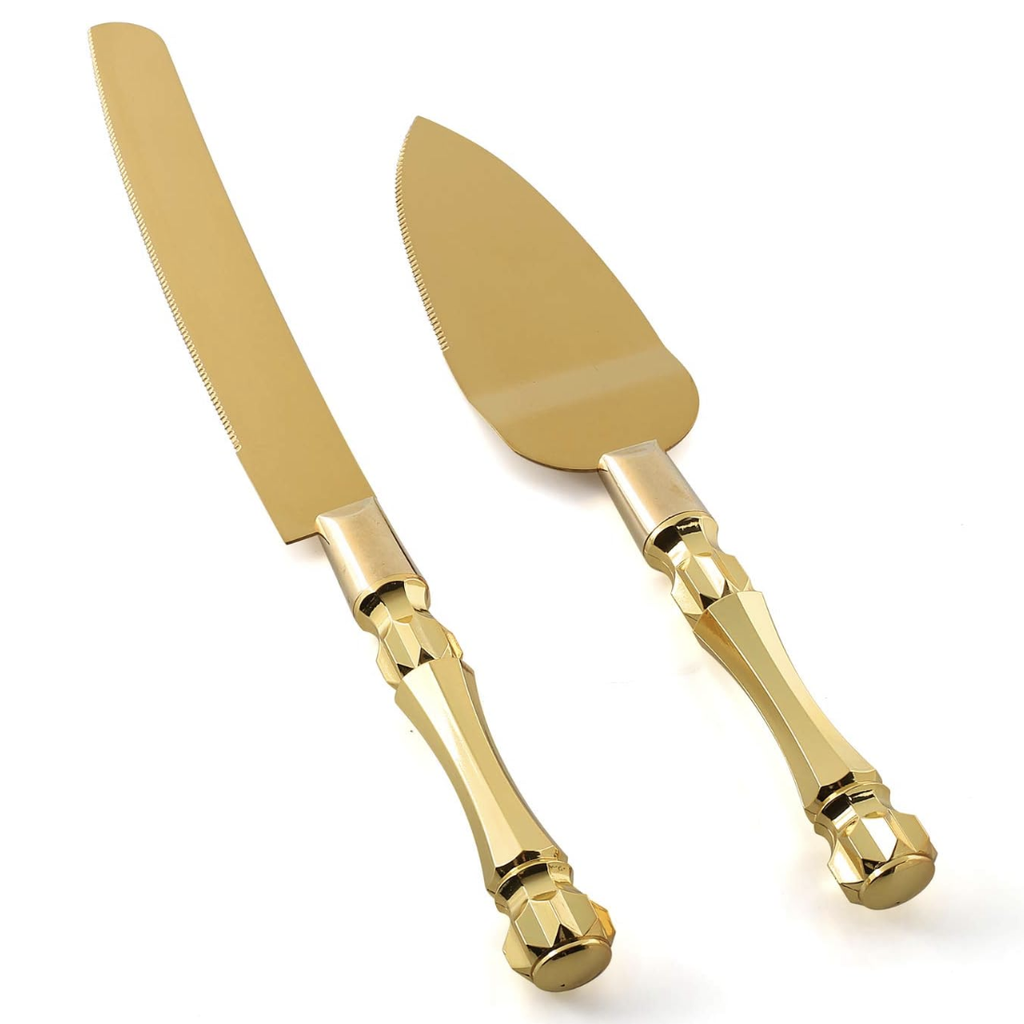 Cake Knife and Server Set - Gold