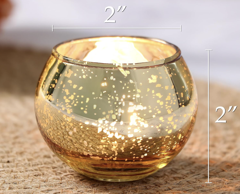 Round Votive Candle Holders (2x2 Inch) - Gold