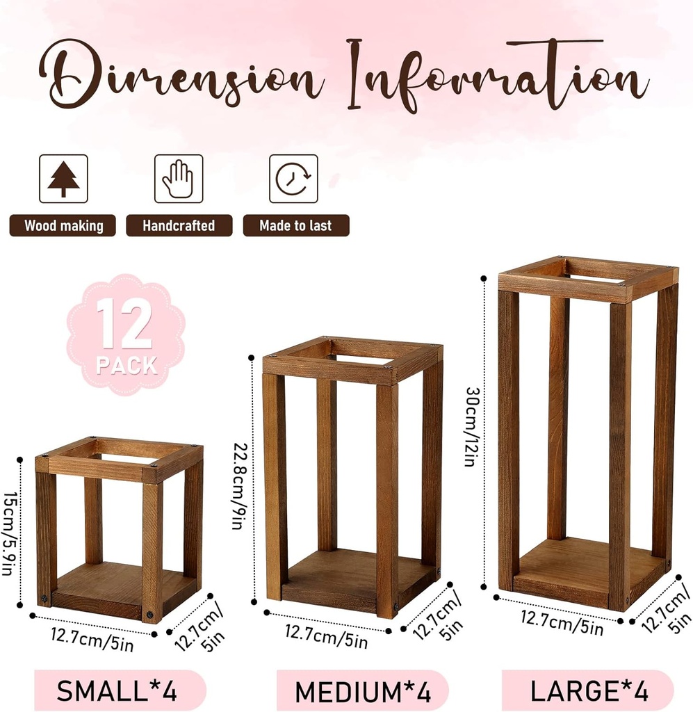 Wooden Wedding Lantern Centerpiece (Set of 3)