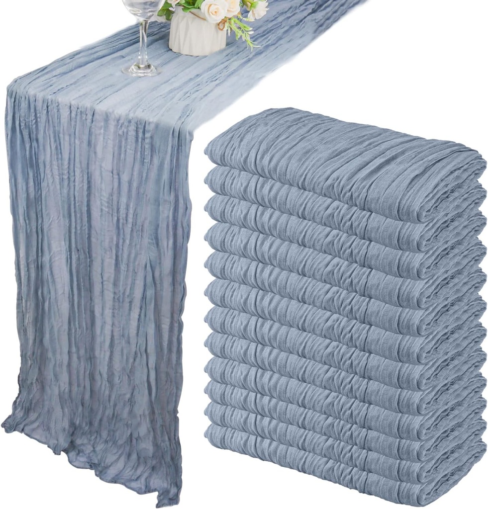 Table Runner Cheesecloth (35x120 Inch): Dusty Blue