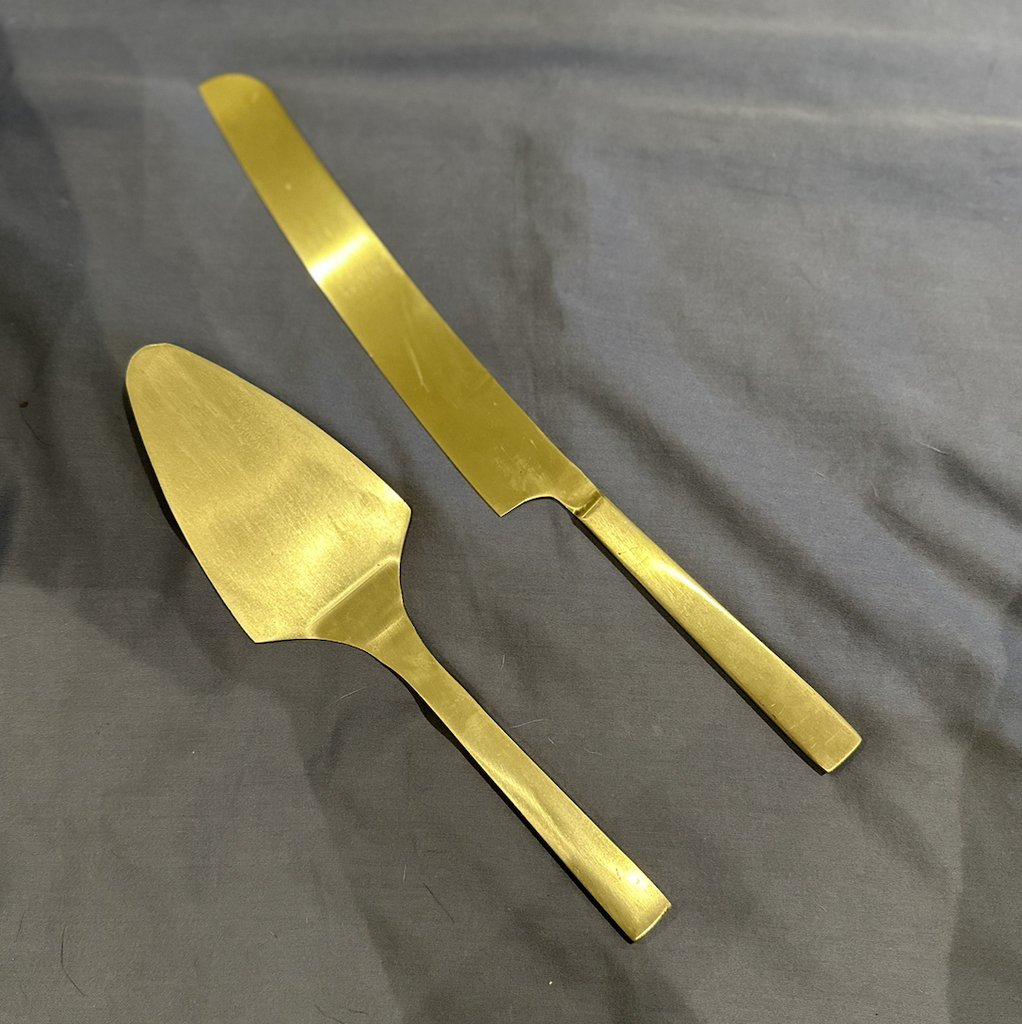Cake Knife and Server Set - Champagne Gold