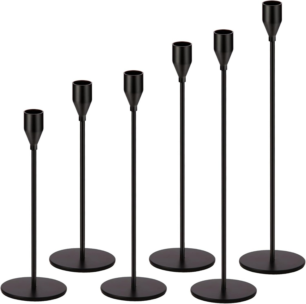 Taper Candle Holders (Set of 6) - Matte Black